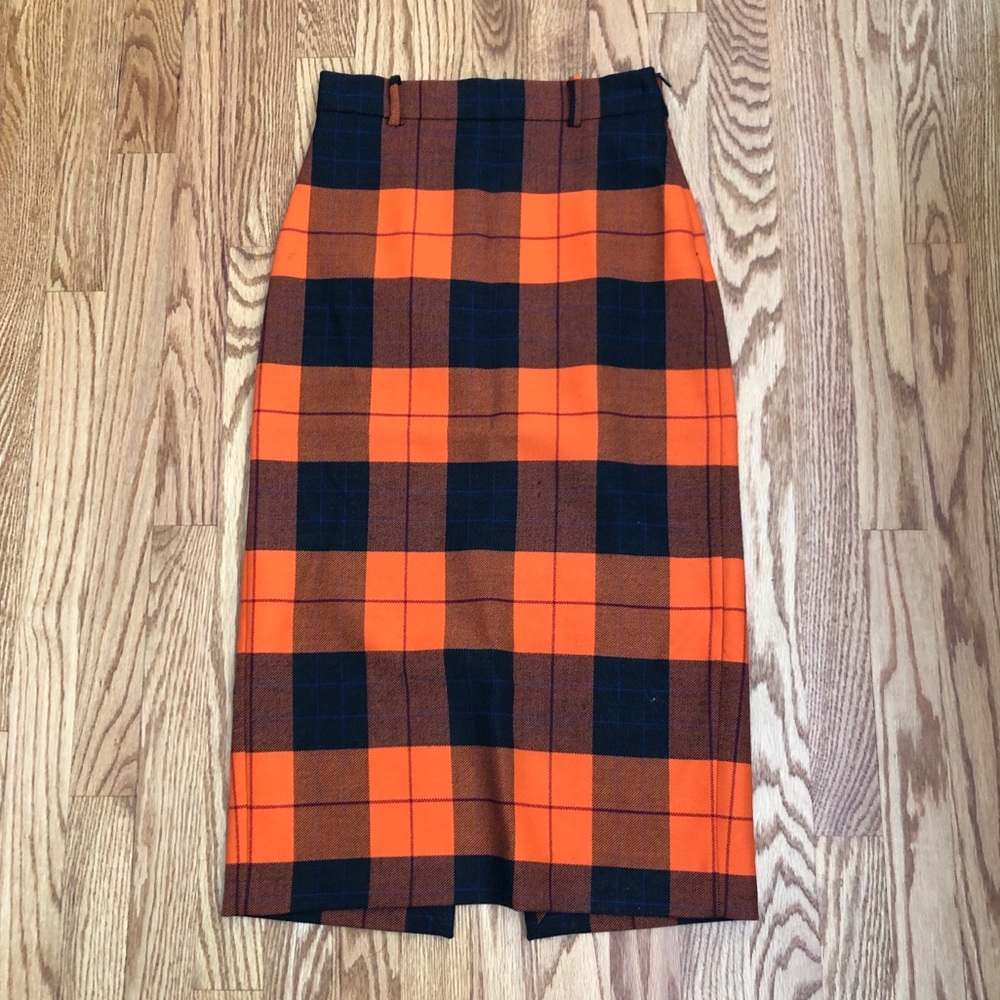 ZARA orange plaid pencil skirt